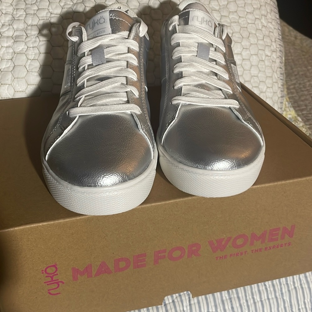 RYKA  Made for US.  Slip on this silver pair and look cool and go chill
